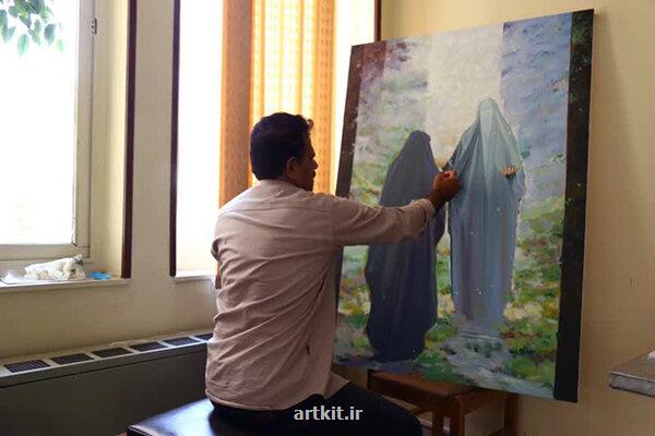 رونمائی از تابلوی نقاشی نخستین دیدار اثر علی بحرینی